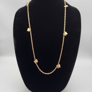 Elegant Vintage Gold Tone Chain with Butterflies Signed Sarah Coventry Necklace